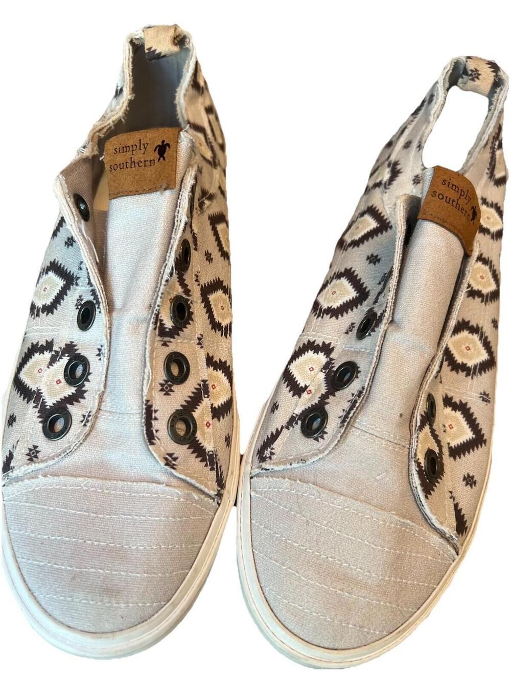 Simply Southern Southwestern/Boho Aztec Pattern slip on classic sneakers-8